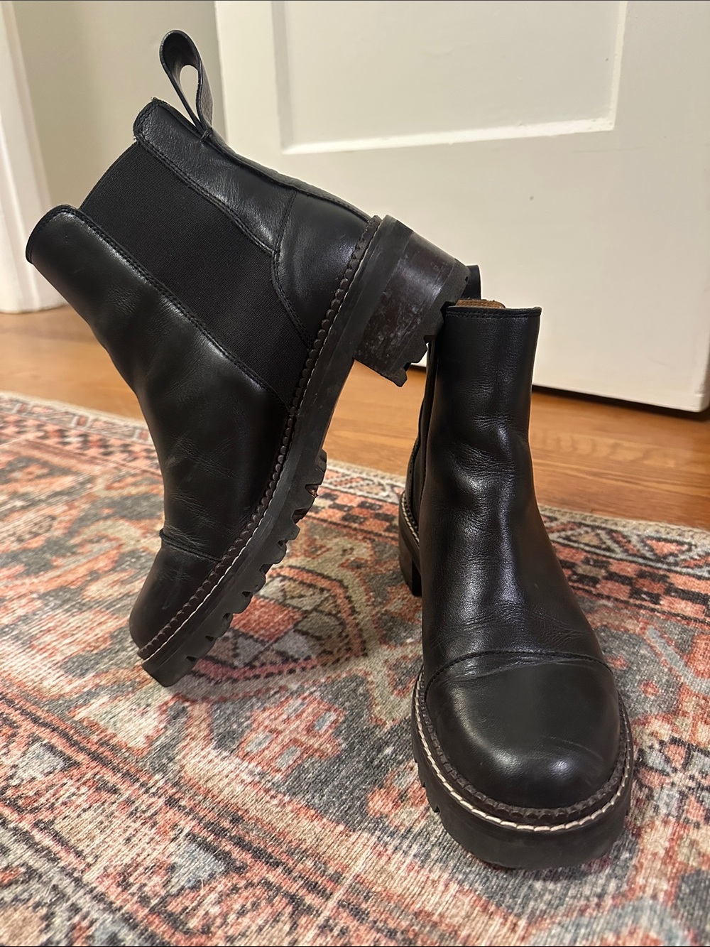 See by Cholé Mallory Black Leather Chelsea Booots